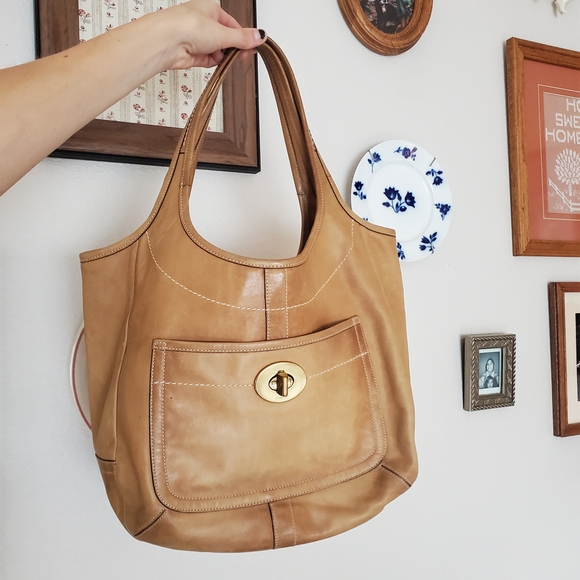 Vintage Coacy 65th Anniversary Legacy Shoulder Bag Ergo Burnished Leather 10774 - Picture 1 of 8